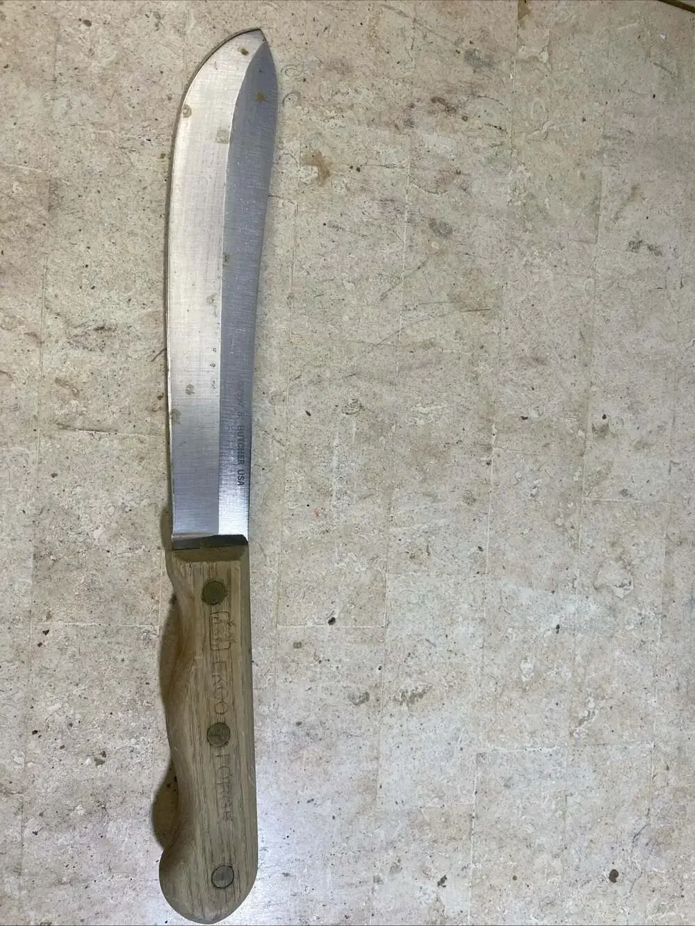 Vintage Ekco Forge G7597 8-inch Butcher Knife with Wood Handle